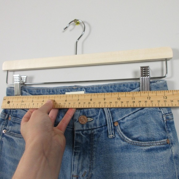 Mother Looker Ankle Fray Jeans Tourist Trap Women 24 Blue Denim Raw Hem Chic 452 - Picture 10 of 15